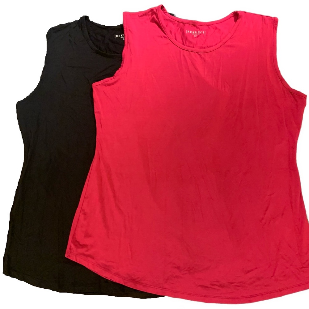Rekucci Pink & Black Sleeveless Blouse Bundle - Size: L